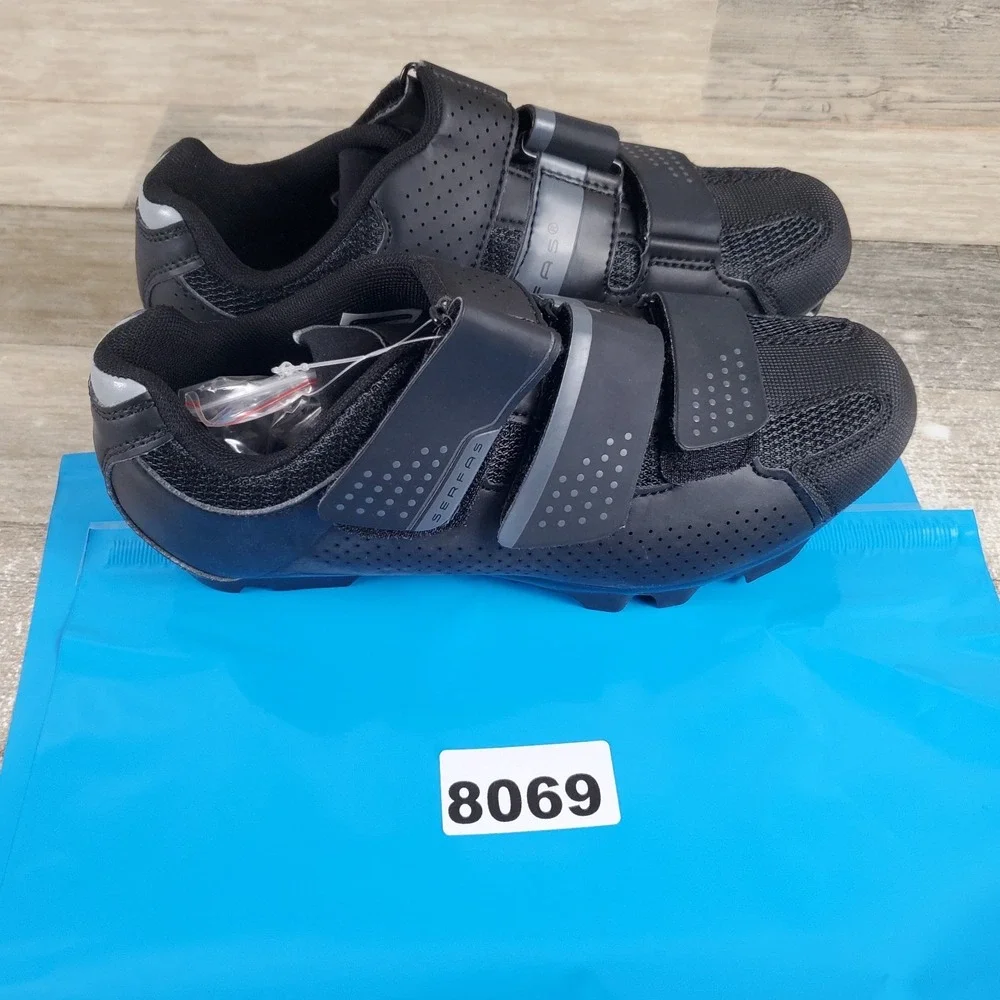 Serfas Singletrack MTB 3-Strap Womens Mountain Bike Shoe Sz 5.5 Black SPD Cleats